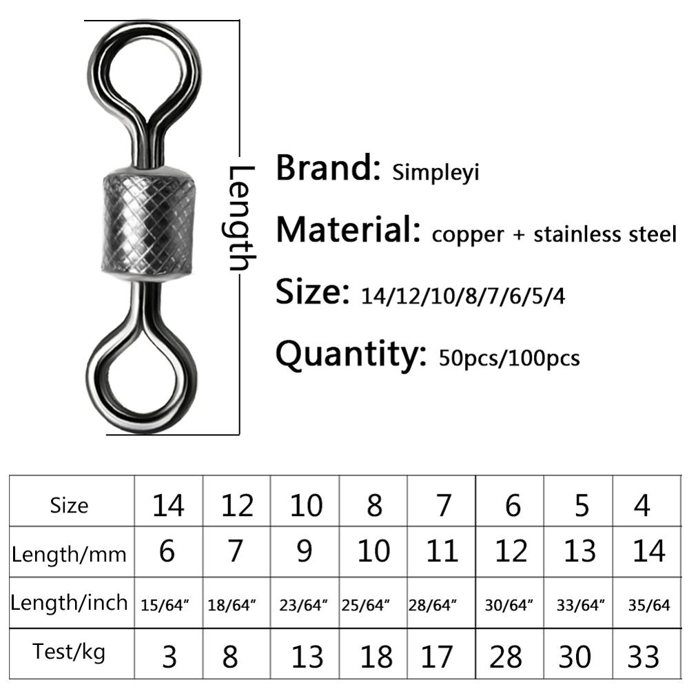 50-100pcs/box Fishing Swivel 4 - Fishing Hook Circle ulasan dan harga